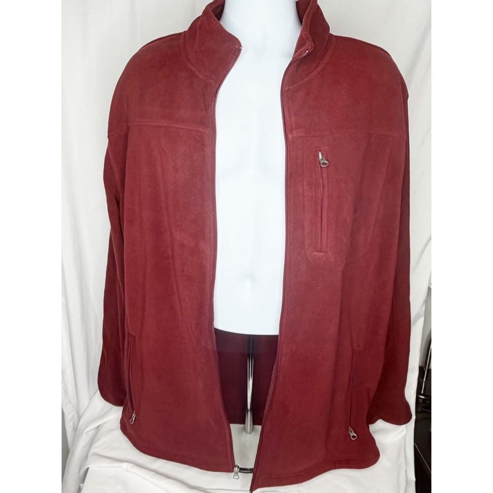 The Foundry Supply Co Fleece Jacket Men XLT Full Zip Tall Polyester Burgandy